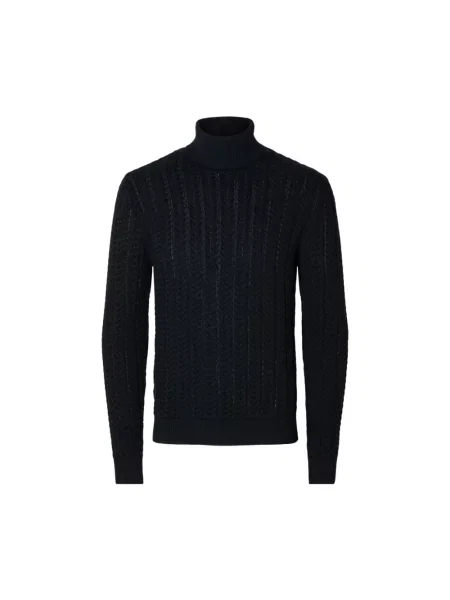 Sweter z golfem Selected Homme niebieski