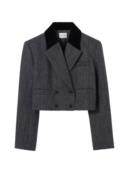 Decupat sacou Claudie Pierlot cu model herringbone gri