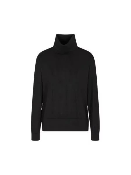 Sweter z golfem Armani Exchange wełniany do golfa czarny