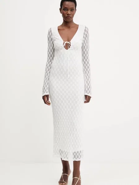 Bardot rochie maxi mulata alb