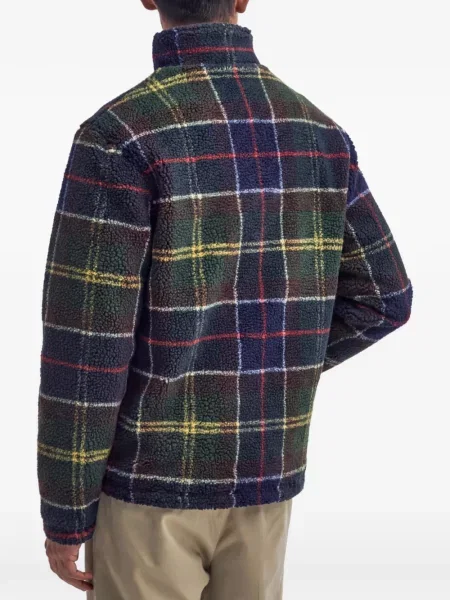 Fleece καρό ζακέτα Barbour μπλε