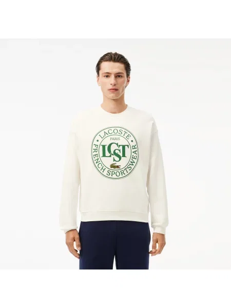 Lacoste Luźna Bluza Z Grafiką biała