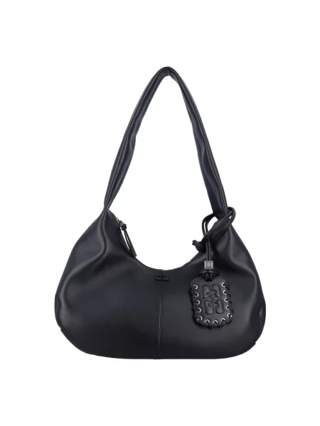 GANNI torebka skórzana Hobo Medium czarny
