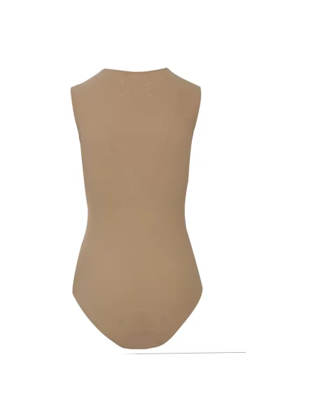 Pstryknąć koszulka Maison Margiela bez rękawów elegancka beżowa