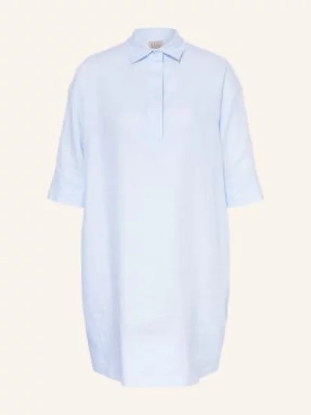 Émanou Lniana Sukienka Koszulowa Z Rękawami blau