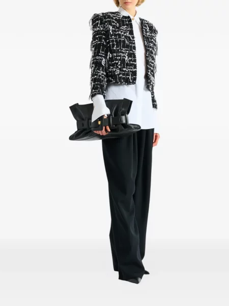 Περικομμένο μπουφάν Balmain με κρόσσια tweed μαύρο