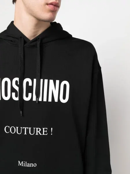 Hanorac cu glugă Moschino cu imagine negru