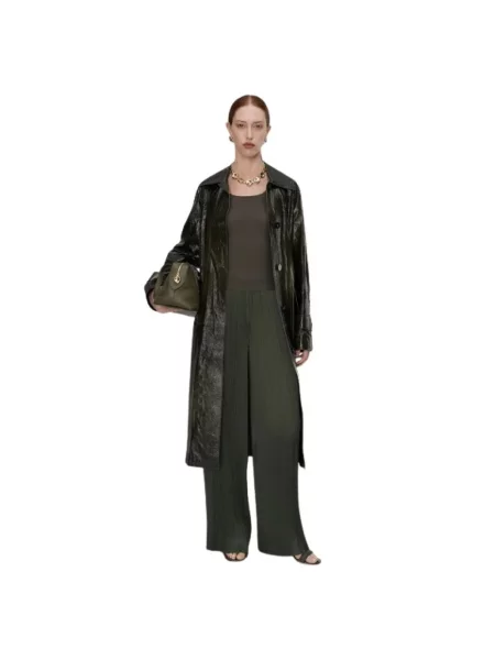 Satynowe spodnie Joseph plisowane z bursztynem zielone