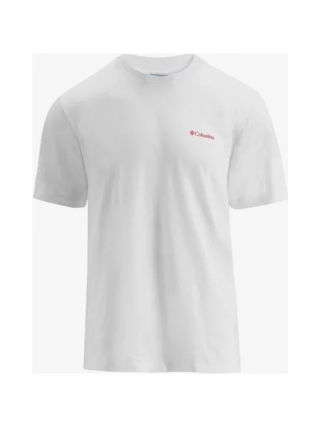 Koszulka damska z krótkim rękawem Columbia CSC Logo Back biało ciemnoczerwona S biała