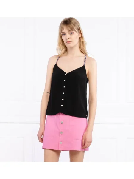 Top din denim Tommy Jeans negru