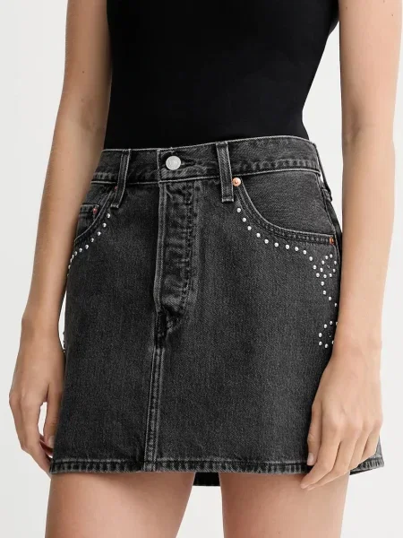 Дънкова пола Levi's къса със стандартна кройка сиво