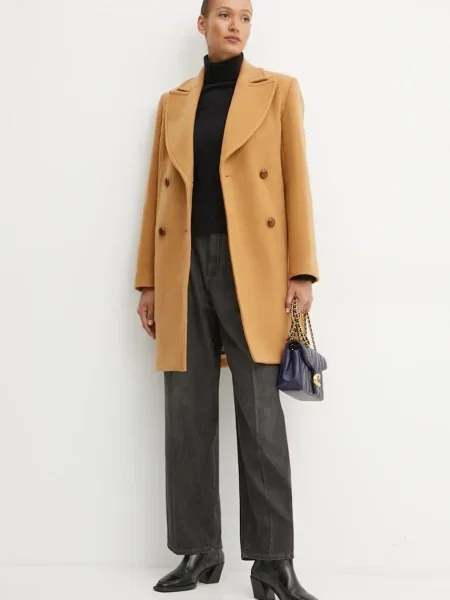 Patou płaszcz wełniany brązowy