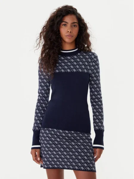 Guess Pulover Bleumarin alb