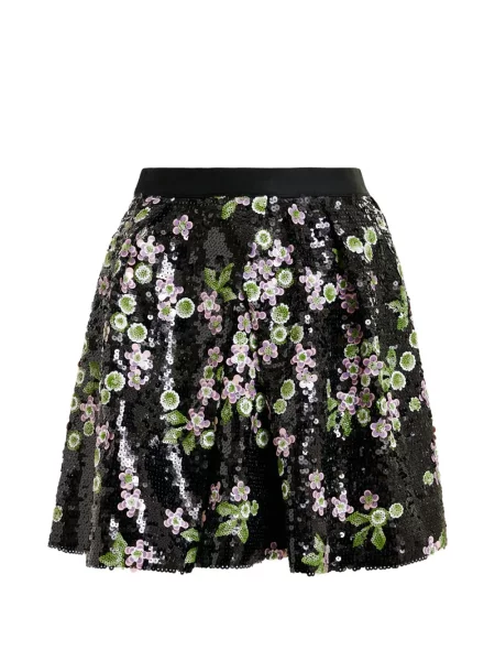 Fustă Essentiel Antwerp cu paiete cu model floral negru