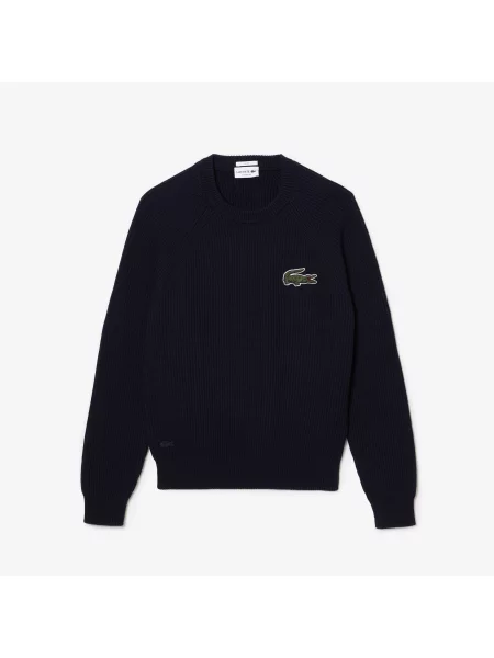 Lacoste Unisex Sweter Z Okrągłym Dekoltem Z Bawełny Organicznej granatowy