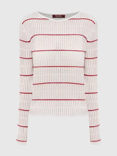 Джемпер MSTPEDONE із шовку і вовни з коміром-поло Max Mara білий