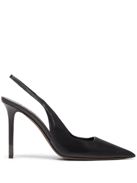 Pantofi cu toc Brunello Cucinelli din piele slingback negru