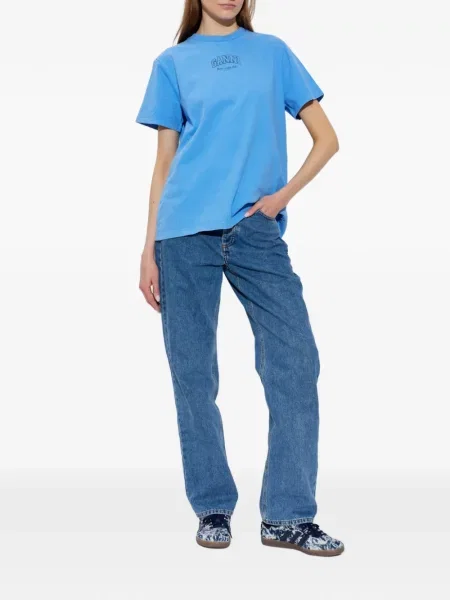 Tricou Ganni cu imagine albastru