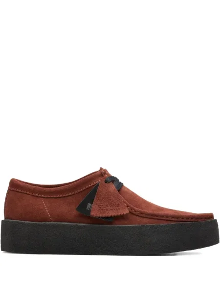 Pantofi loafer Clarks Originals cu șireturi din dantelă roșu