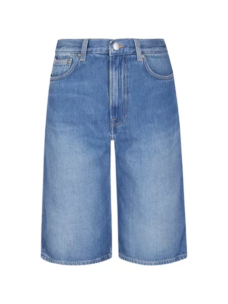 Pantaloni scurți din denim Samsøe Samsøe albastru