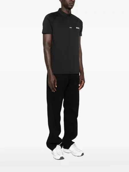 Tricou polo Boss cu autograf negru