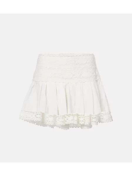 Fustă midi Marant Etoile de in până la genunchi alb