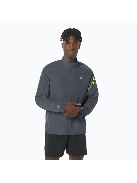 Jachetă de alergare pentru bărbați ASICS Icon carrier grey / safety yellow gri