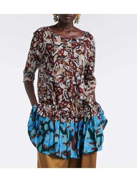 Top Dries Van Noten cu imagine maro
