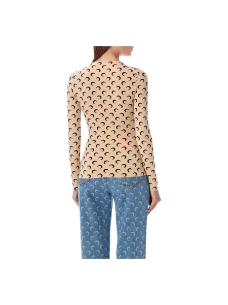 Top Marine Serre z dżerseju z dekoltem w kształcie litery U z nadrukiem beżowy