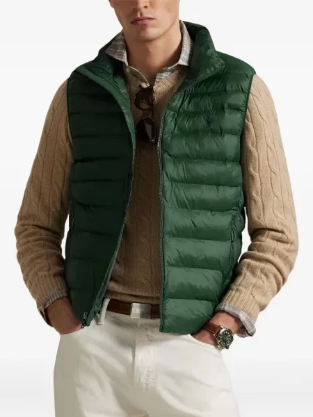 Zateplené pruhované tričko Polo Ralph Lauren s výšivkou zelené