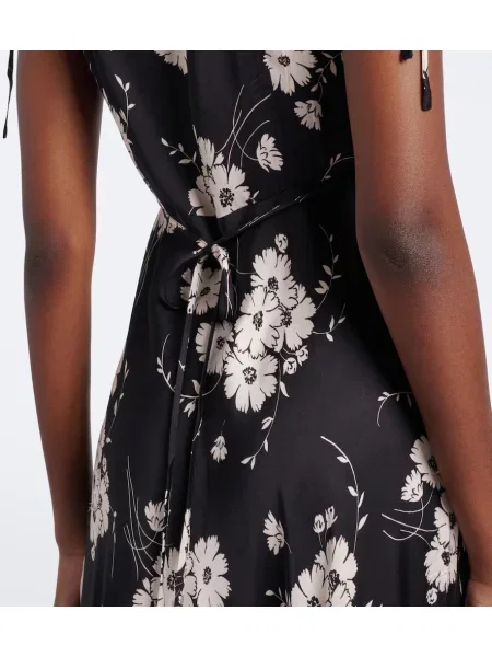 Rochie midi Rixo din satin cu model floral negru