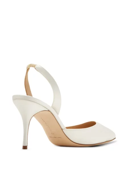 Pantofi cu toc Manolo Blahnik slingback alb