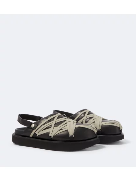 Papuci tip mules Rick Owens din piele negru