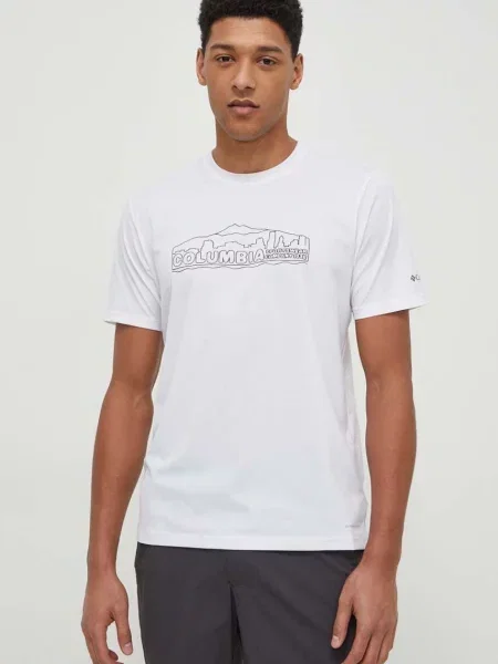 Columbia t-shirt sportowy Legend Trail z nadrukiem biały