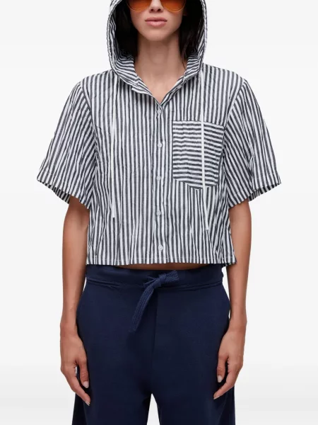 Koszula Osklen w paski z kapturem niebieska