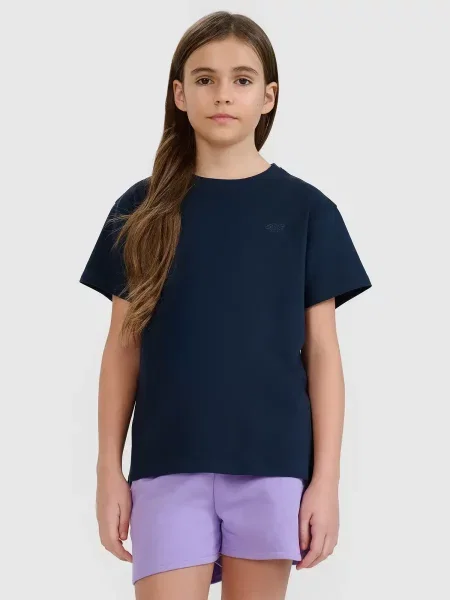 4F t-shirt dziecięcy koszulka dla dziewczynki granatowa
