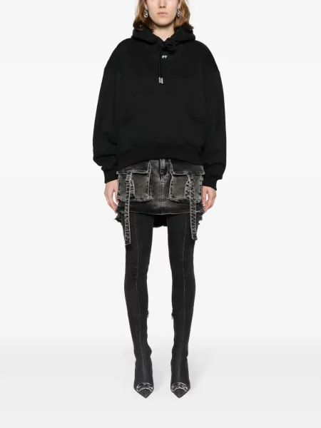 Hanorac cu glugă Off-white cu broderie alb