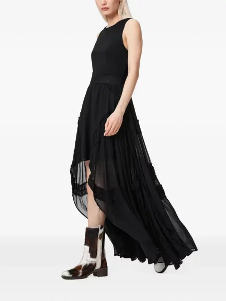 Fustă Allsaints cu volane asimetrică negru