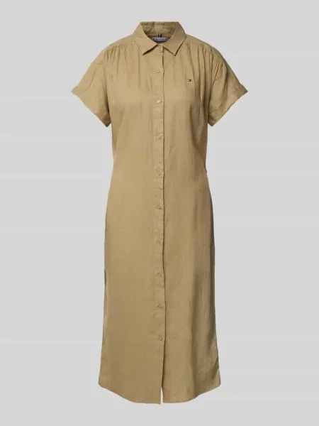 Sukienka koszulowa taliowana z czystego lnu Tommy Hilfiger