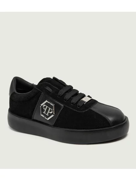 Philipp Plein Sneakers Hexagon | piele întoarsă cu adaos de piele negru
