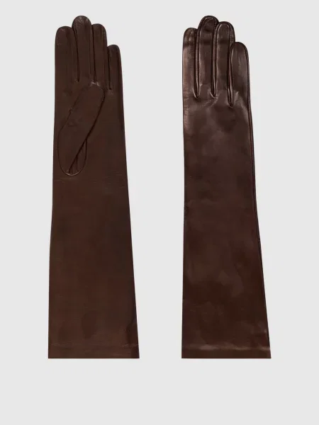 Шкіряні подовжені рукавички Sermoneta Gloves коричневі