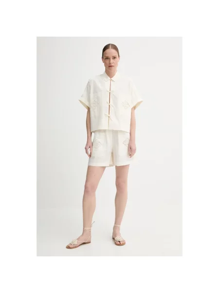 Sessun szorty gładkie high waist beżowy