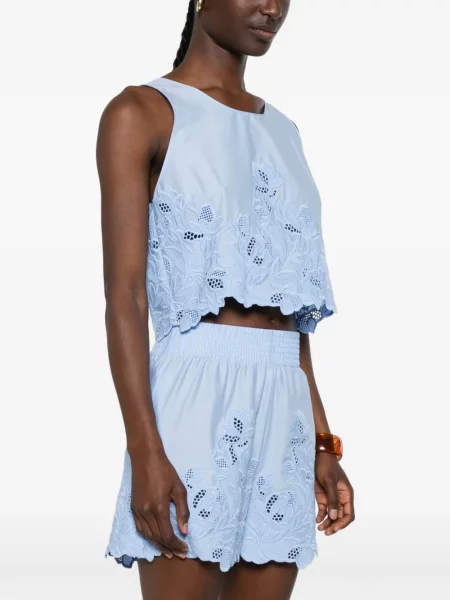 Decupat top Ermanno Scervino cu broderie albastru