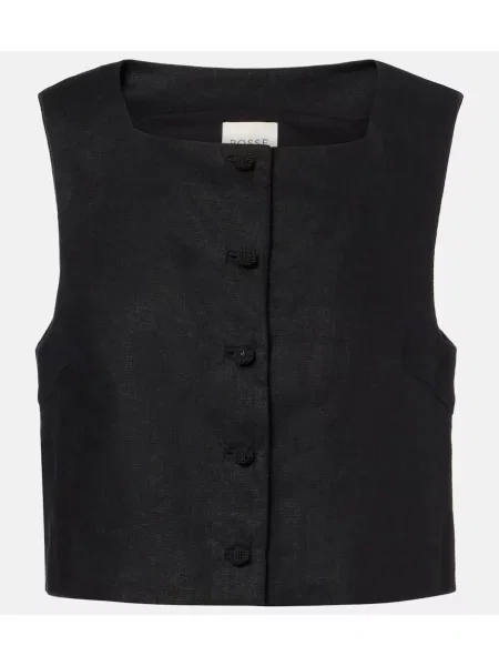 Lenvászon cropped felső Posse fekete