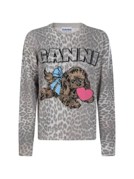 Pulover Ganni cu model leopard maro