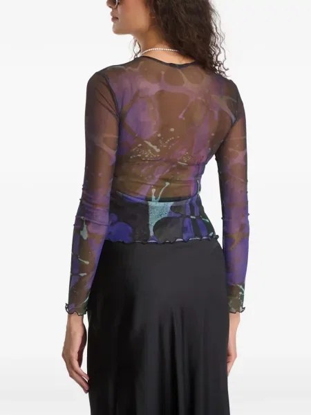 Top Desigual cu imagine din jerseu albastru