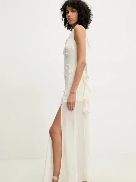 Rotate rochie maxi drept bej