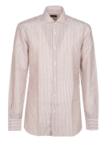 Pruhovaná košile Barba hnědá