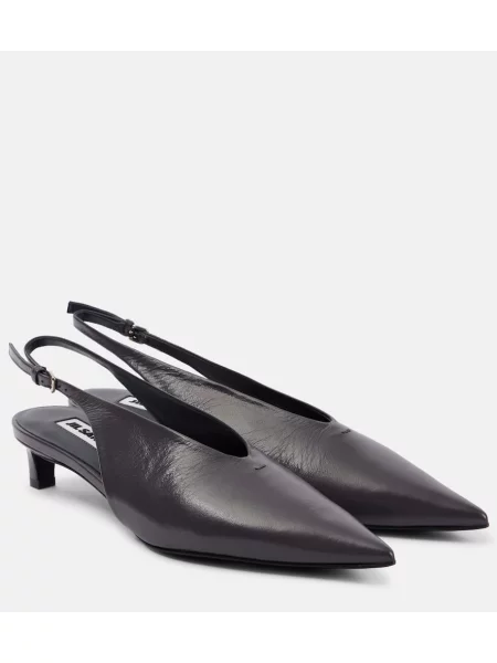 Pantofi cu toc Jil Sander din piele slingback gri