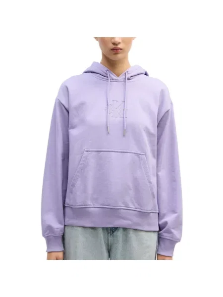 Bluza z kapturem Calvin Klein z kapturem klasyczna fioletowa